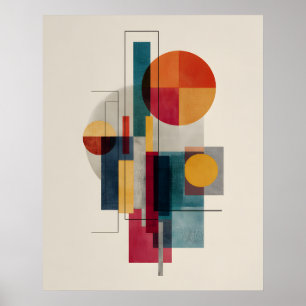 Affiche d'art abstrait géométrique Bauhaus colorée