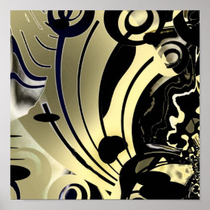 Affiche d'art abstrait Nuit dorée