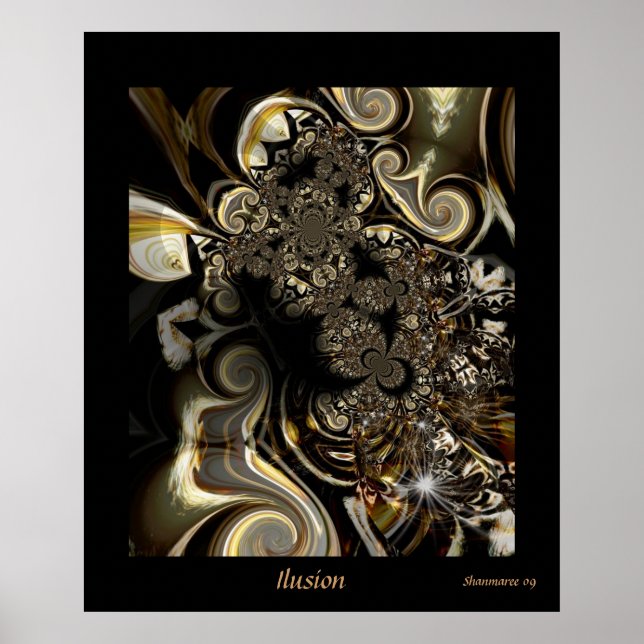 Affiche d'art abstrait numérique illusion (Devant)