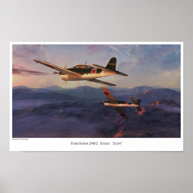 Affiche d'art aéronautique " D4Y2 Suisei"Judy"" (Devant)