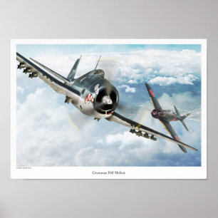 Affiche d'art aéronautique "Grumman F6F Hellcat"