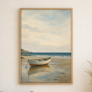 Affiche d'art aquarelle bateau à rames de basse me