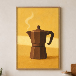 Affiche d'art aquarelle Moka Morning Cottagecore
