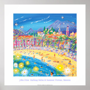 Affiche d'art : Baigner des bébés et des fleurs