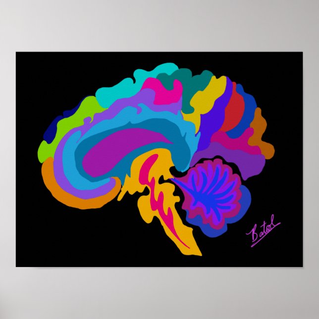 Affiche d'art cérébral remplie de couleurs (Devant)