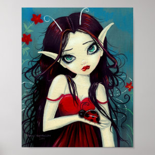 Affiche d'art coccinelle fée gros yeux