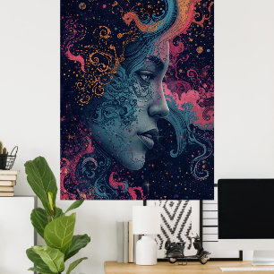 Affiche d'art cosmique de déesse céleste   Mystiqu