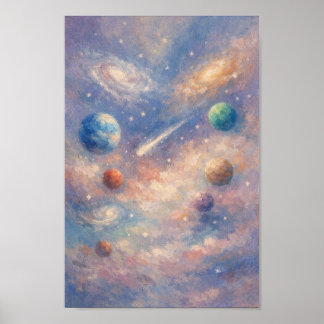 Affiche d'art cosmique rêveuse – Planètes impressi