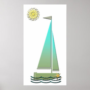 Affiche d'art de bateau à voile