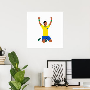 Affiche d'art de célébration de but de football mi