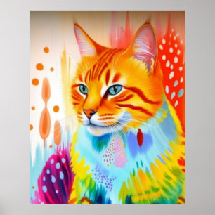 Affiche d'art de chat vibrant – Design audacieux e
