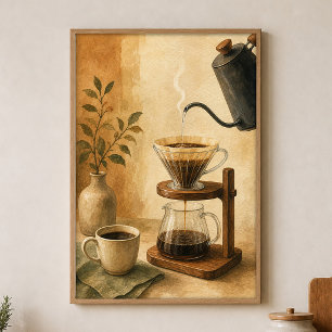 Affiche d'art de cottagecore à l'aquarelle Slow Po