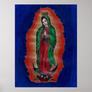 Affiche d'art de crayon colorée par Guadalupe de