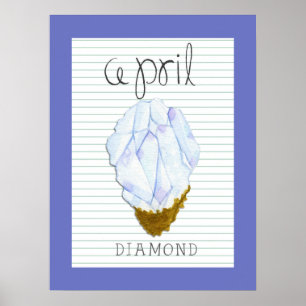 Affiche d'art de diamant de pierre de naissance d'