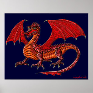 Affiche d'art de dragon rouge