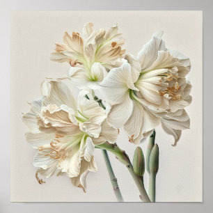 Affiche d'art de fleur d'Amaryllis blanche