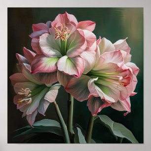 Affiche d'art de fleur d'amaryllis rose