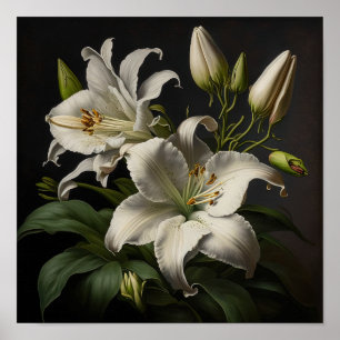 Affiche d'art de fleurs de lis blanc de Pâques