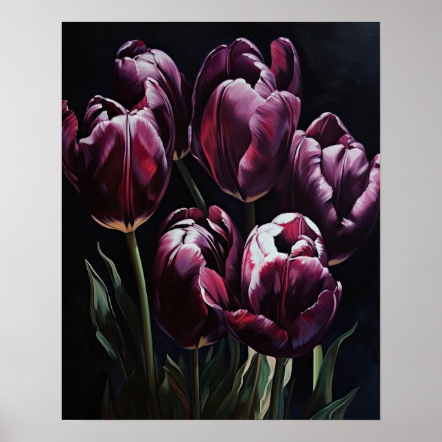 Affiche d'art de fleurs de tulipe violette (Devant)