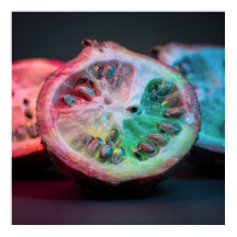 Affiche d'art de fruits exotiques au citron néon I