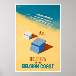 Affiche d'art de la côte belge Voyage Maison