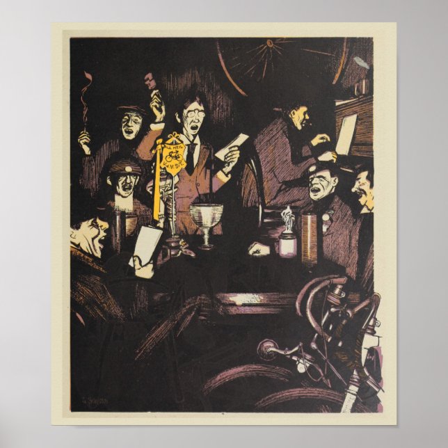 Affiche d'art de la course de la poste de vélo Vin (Devant)