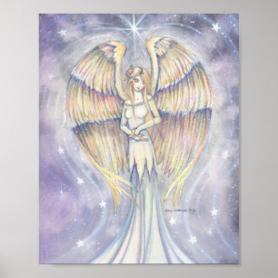 Affiche d'art de l'ange à l'aile dorée par Molly H
