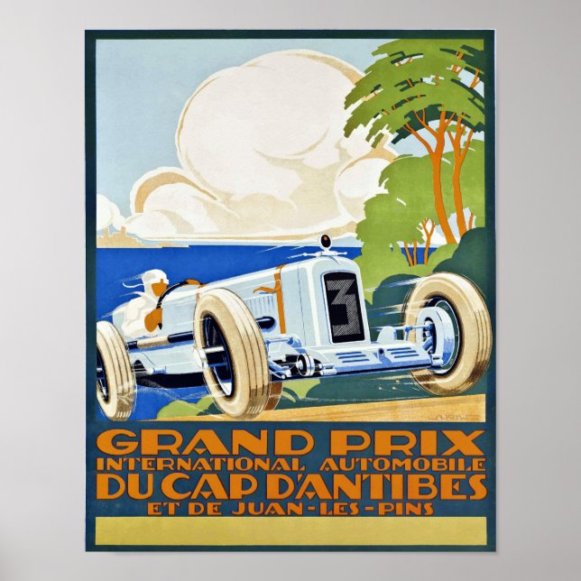 Affiche d'art de l'automobile grand prix art rétro (Devant)