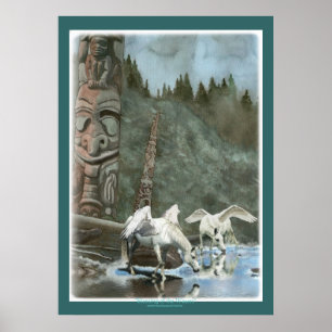 Affiche d'art de livre d'imaginaire de PEGASUS et