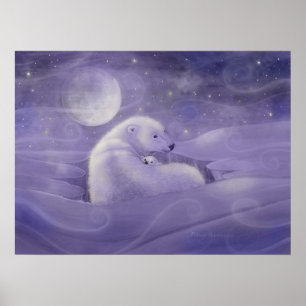 Affiche d'art de l'ours polaire de l'hiver doux