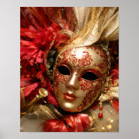 Affiche d'art de masques de masquerade vénitienne