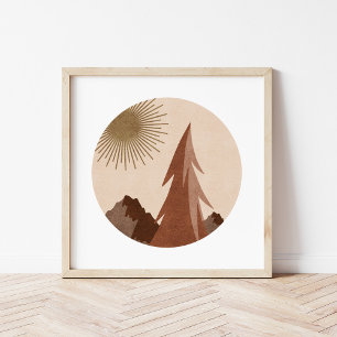 Affiche d'art de paysage de montagne bohème minima