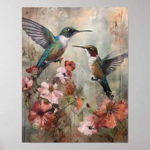 Affiche d'art de peinture de colibris