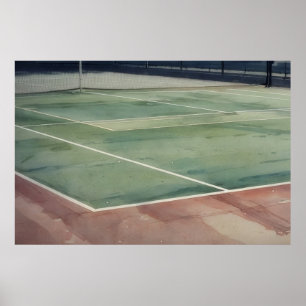 Affiche d'art de pickle ball sur terrain de tennis
