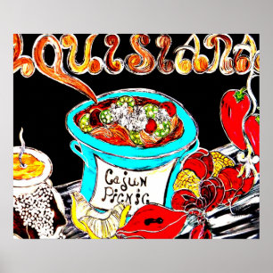 AFFICHE D'ART DE PIQUE-NIQUE DE CAJUN