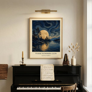 Affiche d'art de réflexions de lune personnalisées