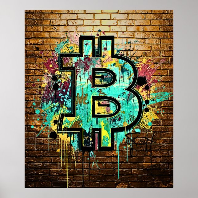Affiche d'art de rue Bitcoin – Conception de graff (Devant)