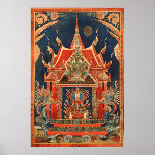 Affiche d'art de temple thaïlandais Créatures myth