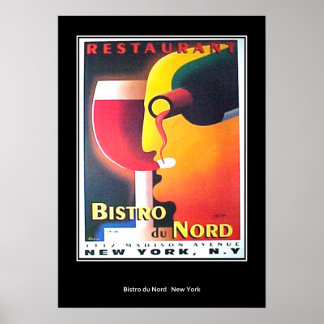 Affiche d'art déco de Restaurant Bistro Du Nord
