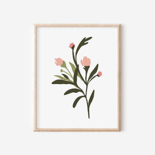 Affiche d'art d'illustration de fleurs sauvages ro