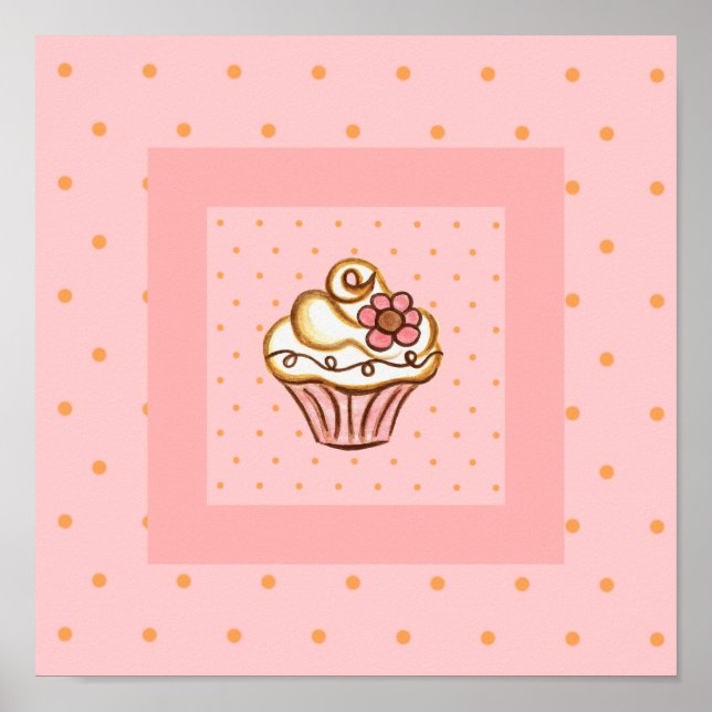 Affiche d'art d'impression de Cupcake rose (Devant)