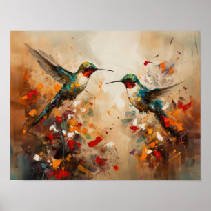 Affiche d'art d'impression de peinture de colibris