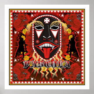 affiche d'art du masque yaqui pescula