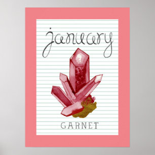 Affiche d'art du mois de janvier Grenat 18x24