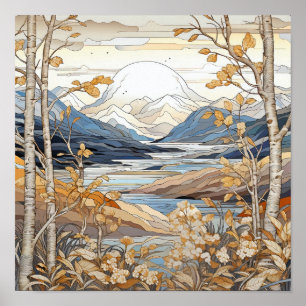 Affiche d'art du paysage de montagne Neutral Wall