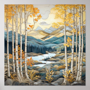 Affiche d'art du paysage de montagne Neutral Wall