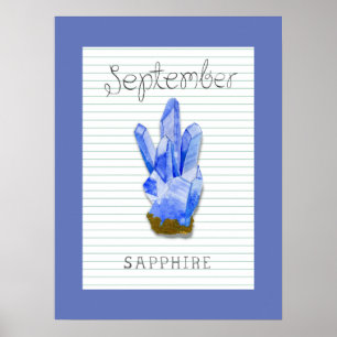 Affiche d'art du saphir de naissance de septembre