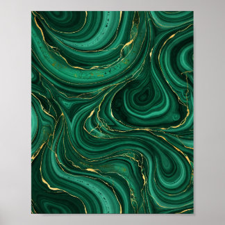 Affiche d'art en malachite verte et or tourbillonn