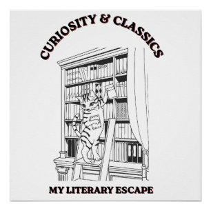 Affiche d'art esthétique de bibliothécaire félin