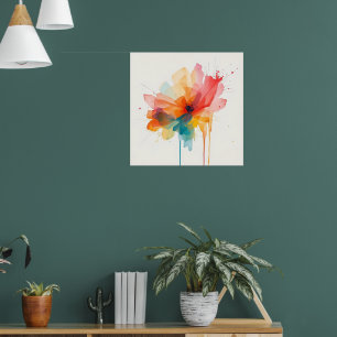 Affiche d'art floral à l'aquarelle   F abstrait vi